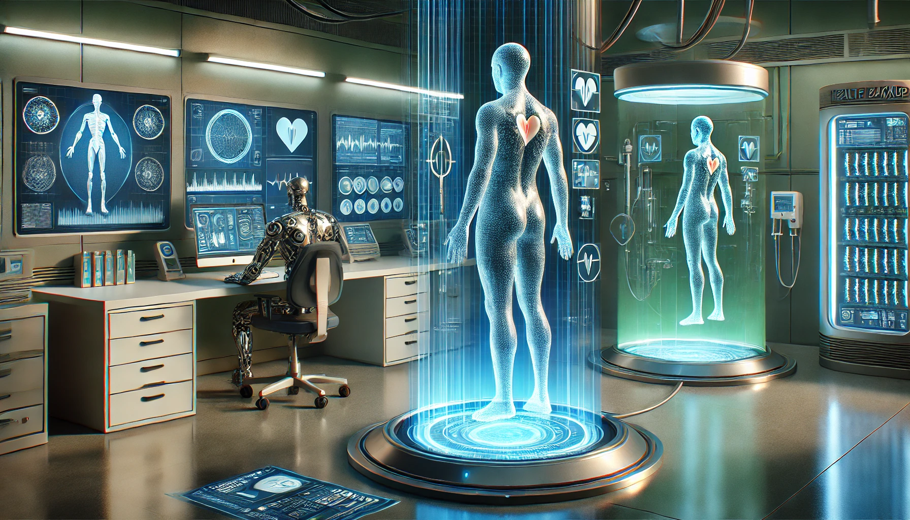 Human body in futuristic backup